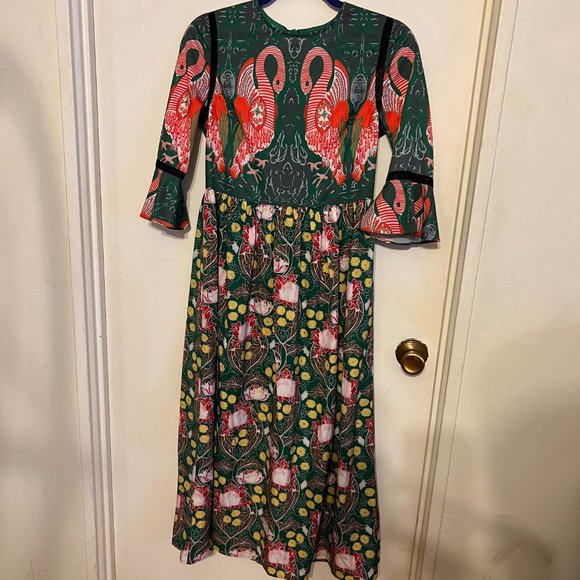 Camino Couture maxi dress green flamingo sz 6 / UK10 - Picture 12 of 14